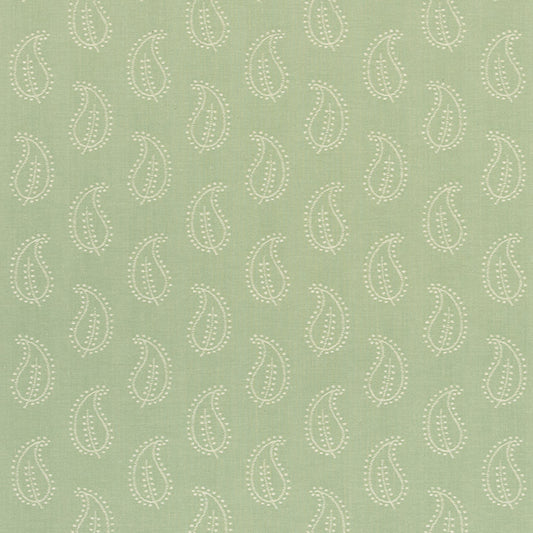 Tecido Jacquard Folha Paisley Sálvia