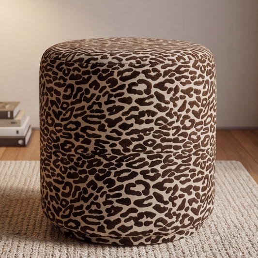 Pufe Cilíndrico Val Jacquard Leopard